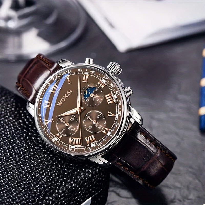 Men Business Wrist Watch Quartz Casual Belt Men's Watch Brown Watch
