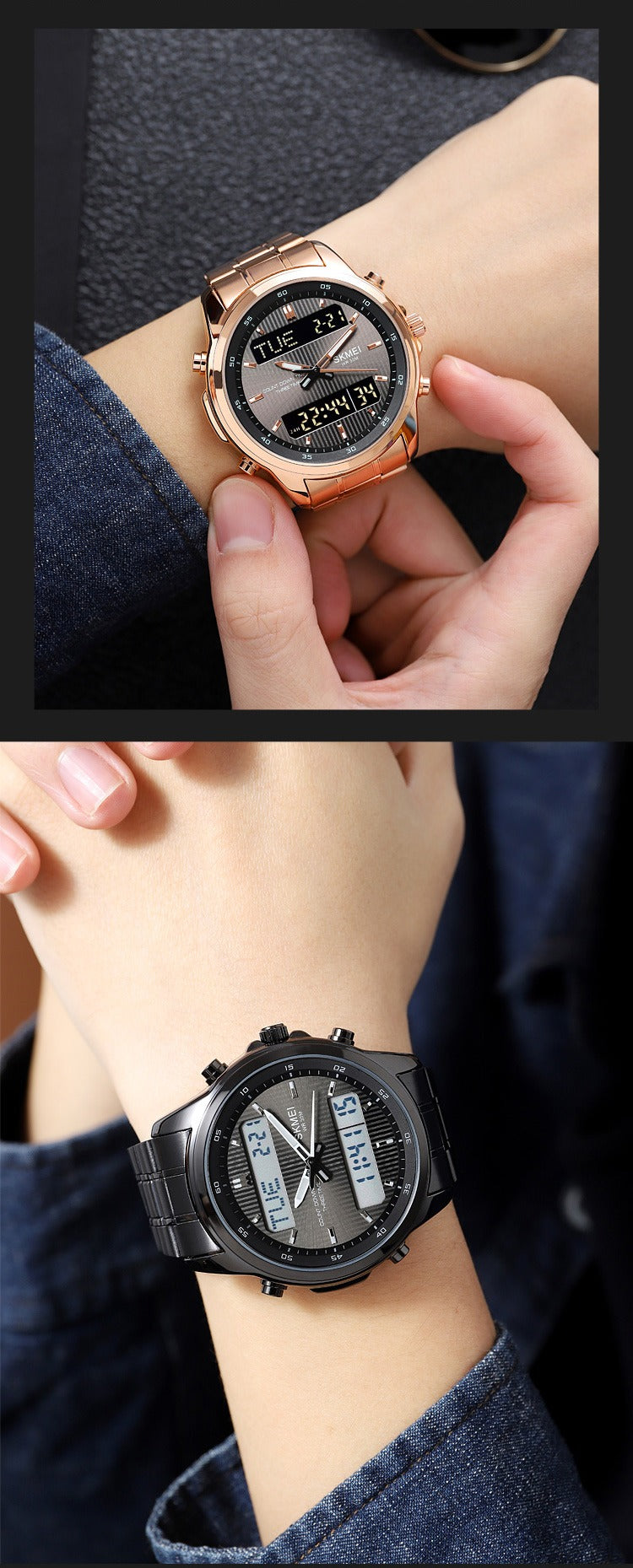 SKMEI Men Electronic Watch Dual Display Electronic Watch