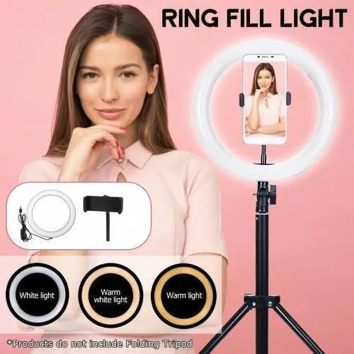 26cm Ring Light With Phone Holder & 3 Shades Of Colour For Videos Photography Studio & Lightining