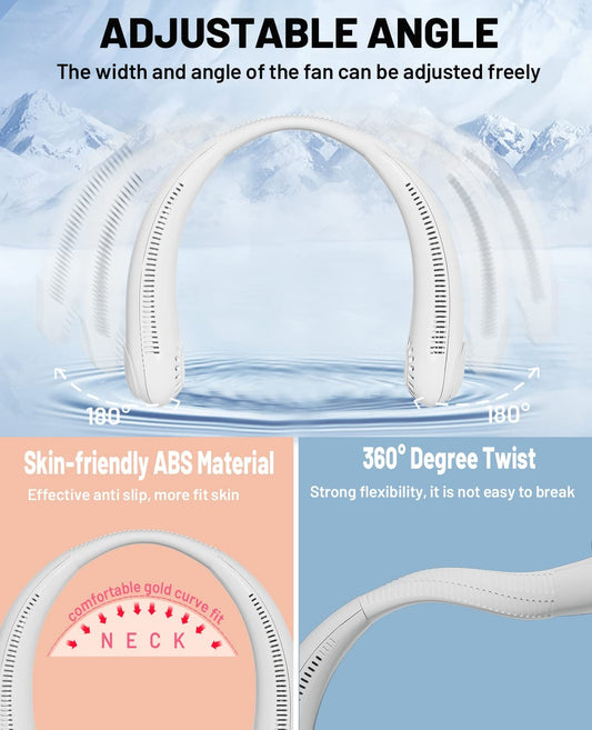 Portable Neck Fan - 3 Speed Rechargeable Bladeless Neck Fan,