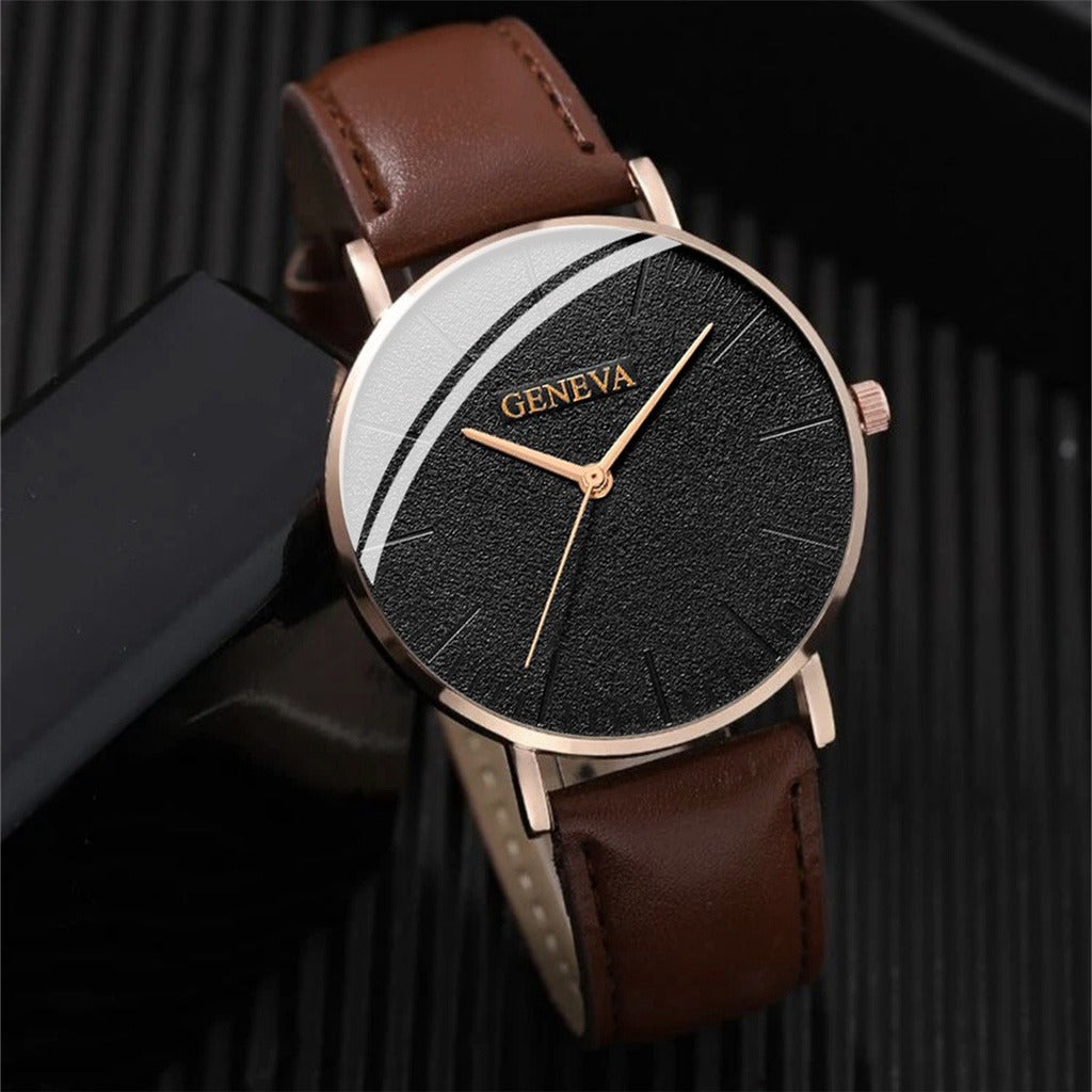 4Pcs New Male Leather Bracelet Watches Set Fashion Casual Accessories Men