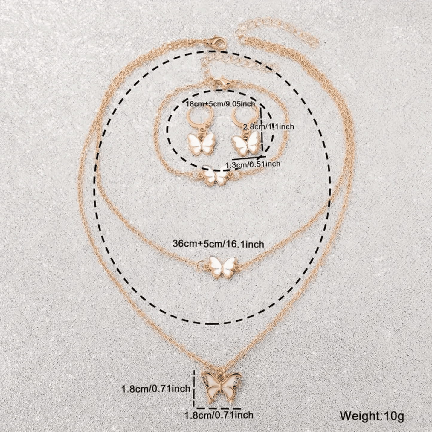 Elegant Butterfly Jewelry Set for Women – Watch, Necklace, Bracelet & Earrings – Rose Gold & White Crystal Accent