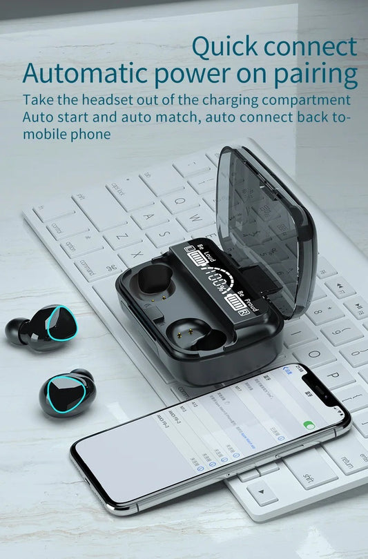 M10 TWS Wireless Earbuds Bluetooth 5.1 Touch Control Waterproof LED Display Charging Box