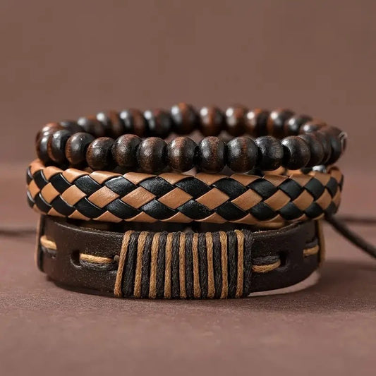 4Pcs New Male Leather Bracelet Watches Set Fashion Casual Accessories Men