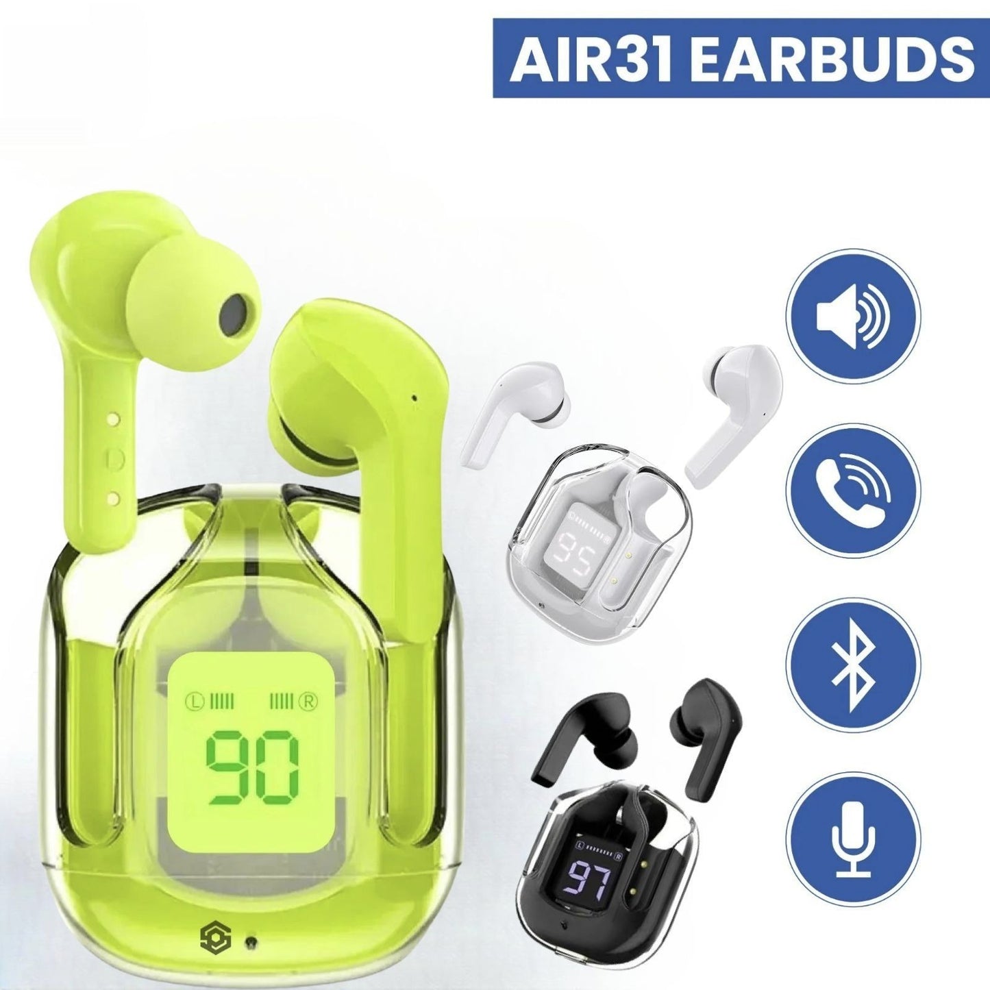 Air 31 airpods dual 5.2 Earbuds handfree bluetooth Wireless Earbuds Headphones I7 Mini