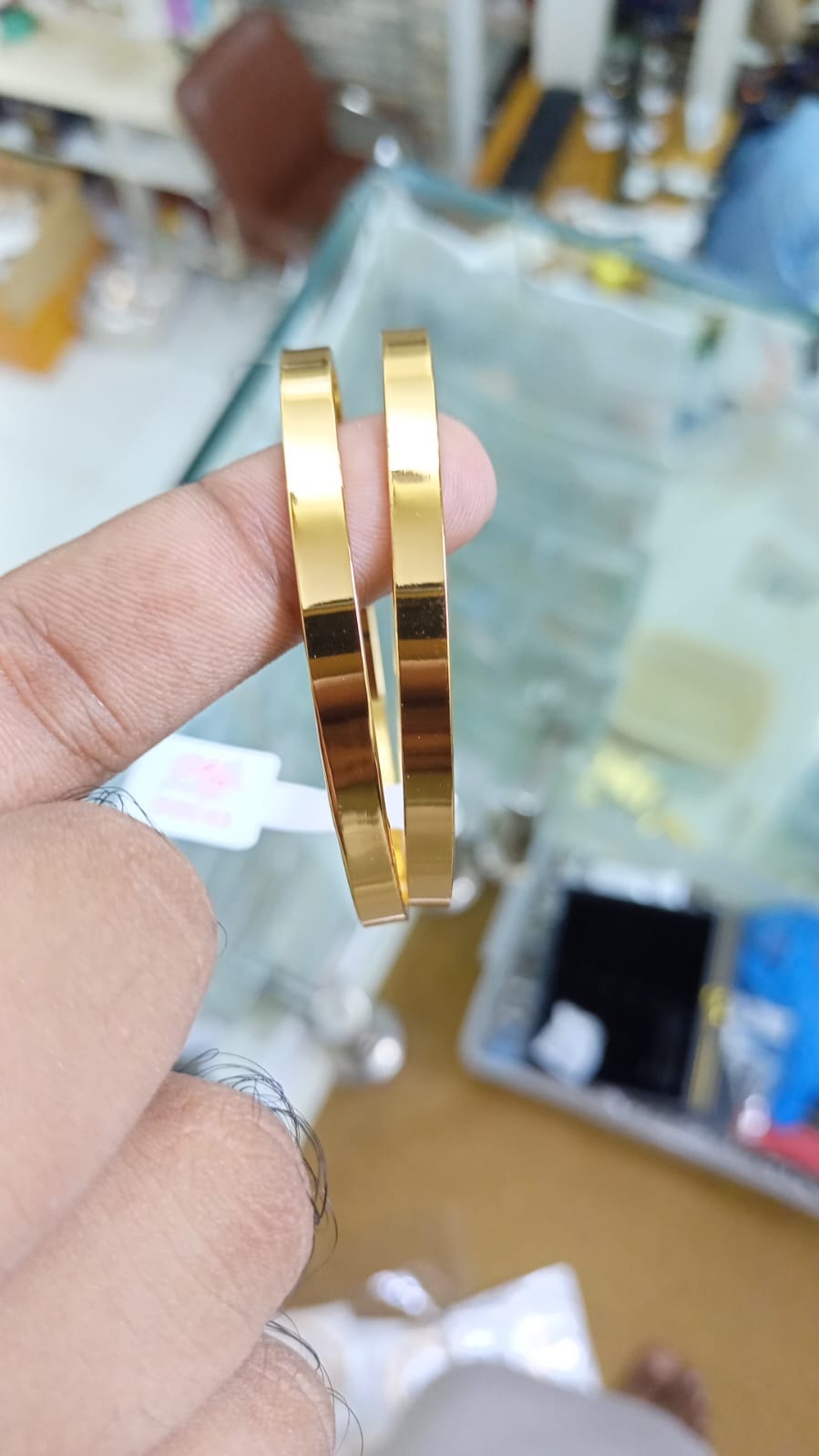 Stainless steel bangle pair, plain bangles, rust-resistant, non-tarnish,