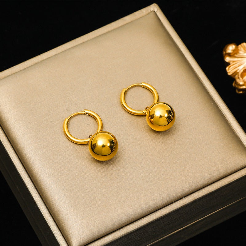 EILIECK 316L Stainless Steel 18K Gold Plated Bead Pendant Necklace Earrings Jewelry Set