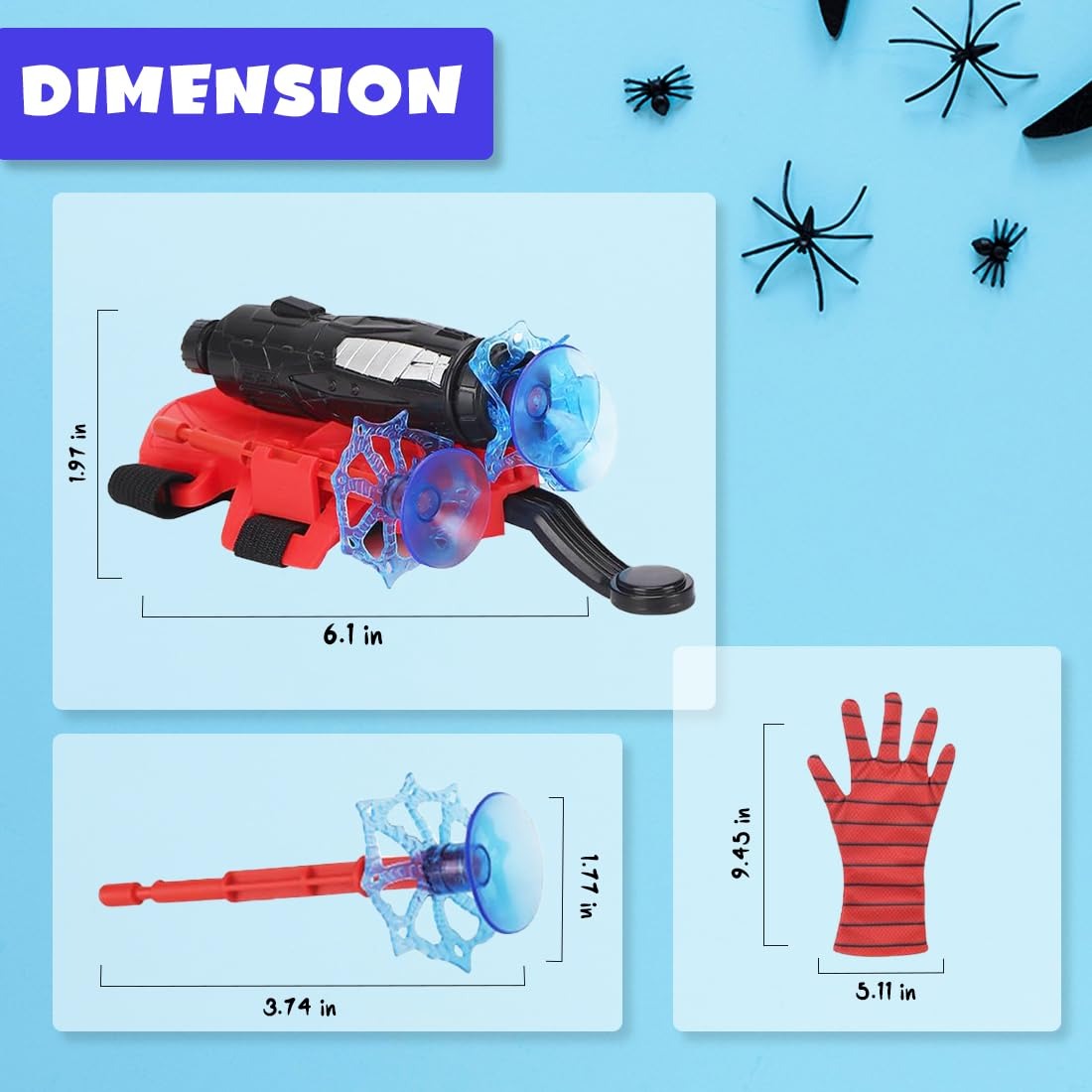 Spider man web blaster with gloves and 3 darts