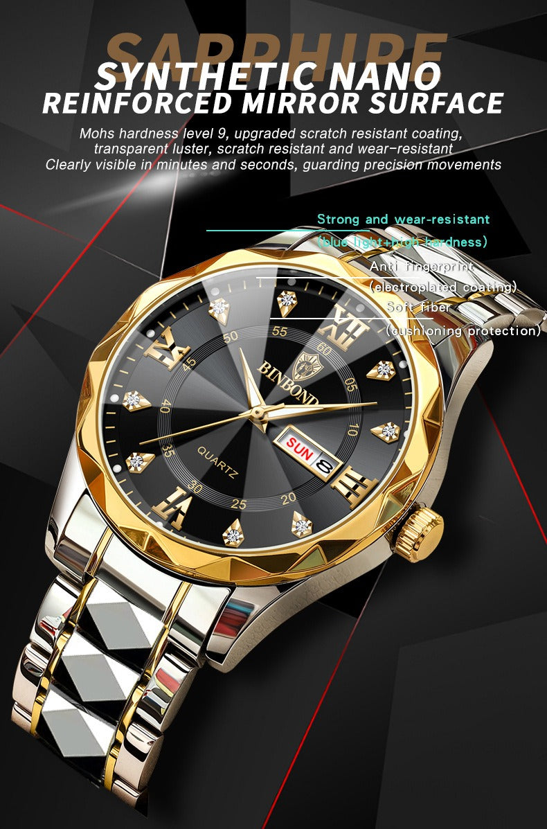 BINBOND Top Brand Luxury Fashion Watch Men Waterproof
