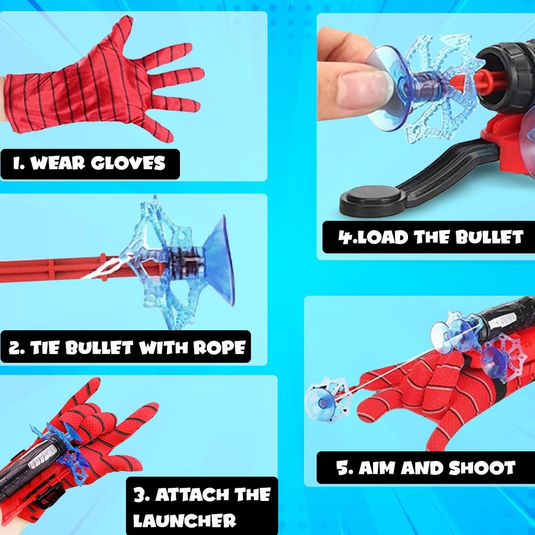 Spider man web blaster with gloves and 3 darts