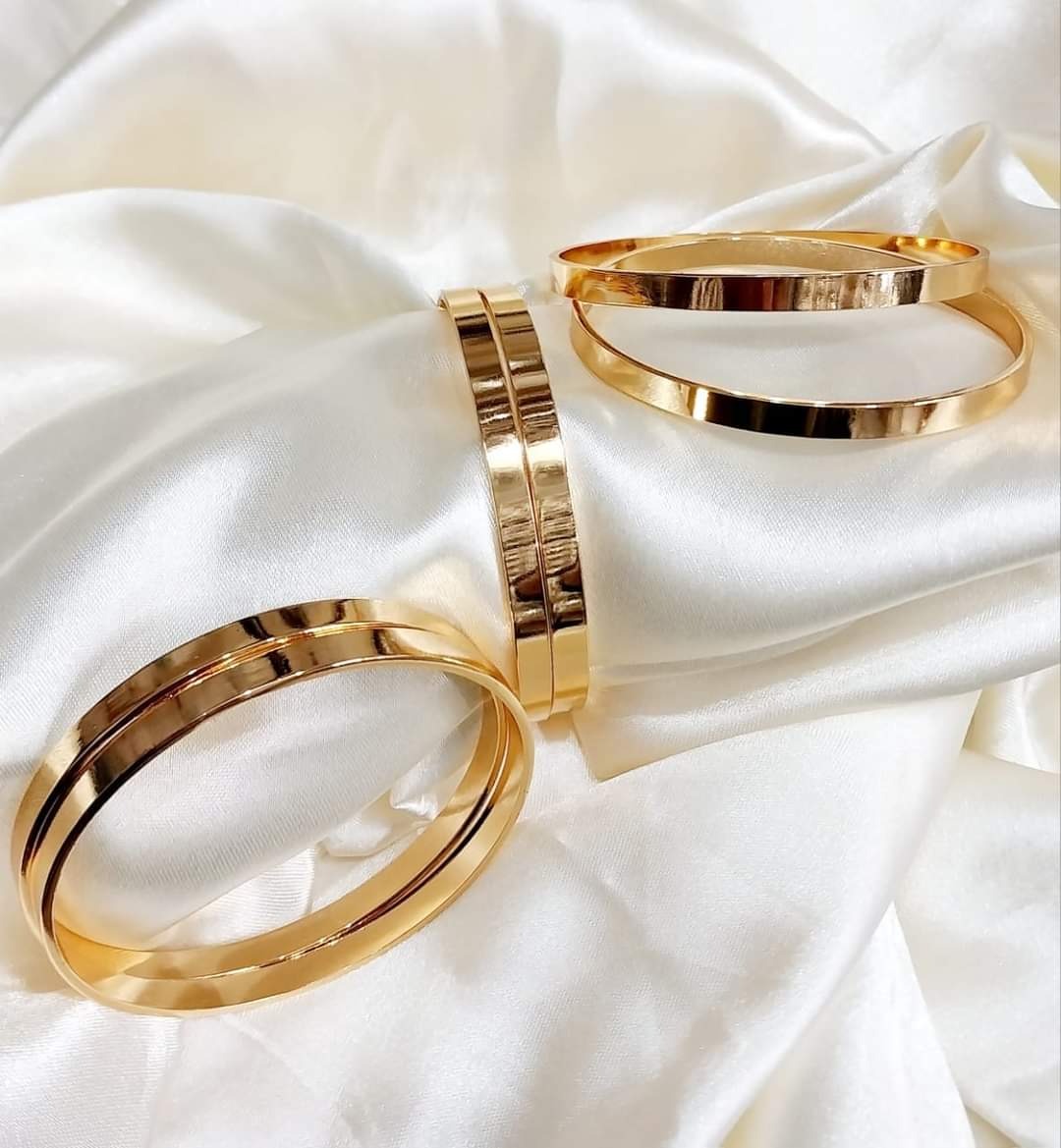 Stainless steel bangle pair, plain bangles, rust-resistant, non-tarnish,
