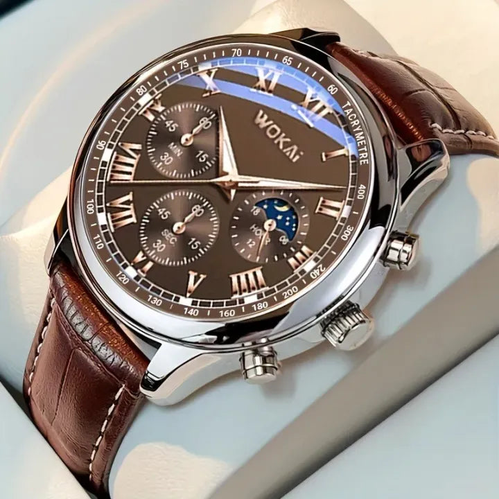 Men Business Wrist Watch Quartz Casual Belt Men's Watch Brown Watch