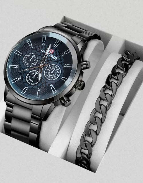 Pack of 2 Fashion Mens Stainless Steel Watches Wristwatch Calendar Luminous Clock Men