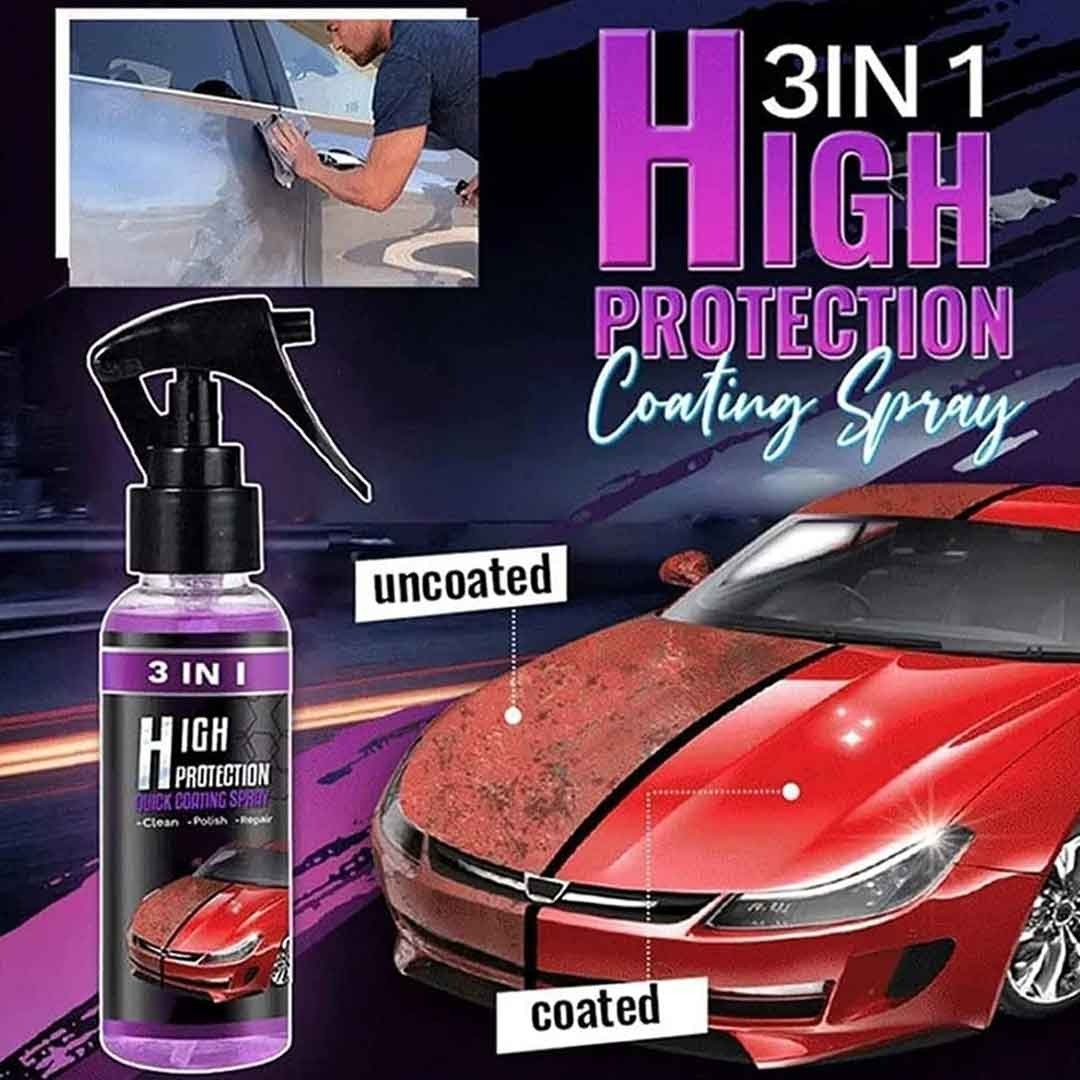 3 In 1 High Protection Quick Car Coating Spray Clean, Polish & Repair,