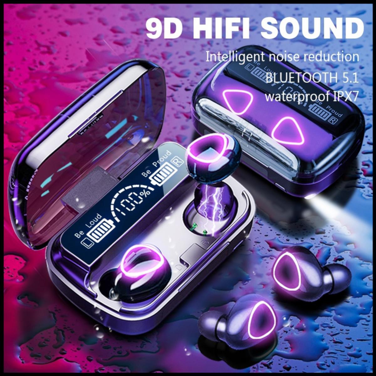 M10 TWS Wireless Earbuds Bluetooth 5.1 Touch Control Waterproof LED Display Charging Box