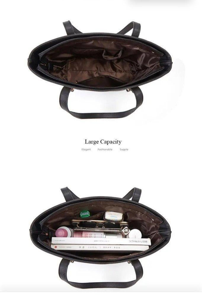 Hand Bags / Women's PU Leather Textured Hand Bag Set