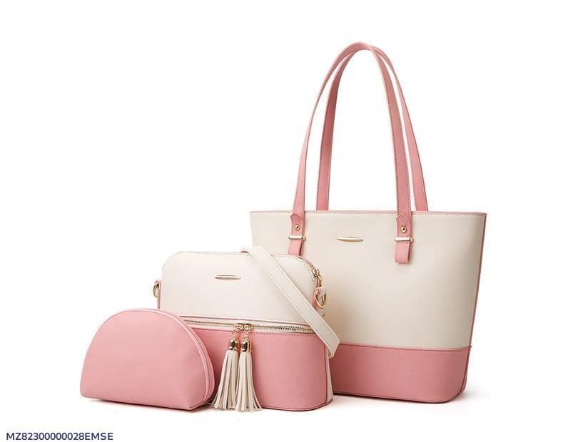 Hand Bags / Women's PU Leather Textured Hand Bag Set