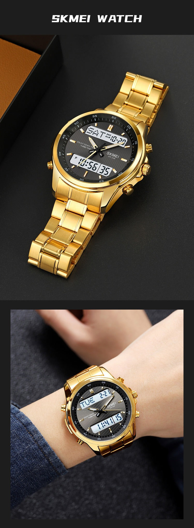 SKMEI Men Electronic Watch Dual Display Electronic Watch